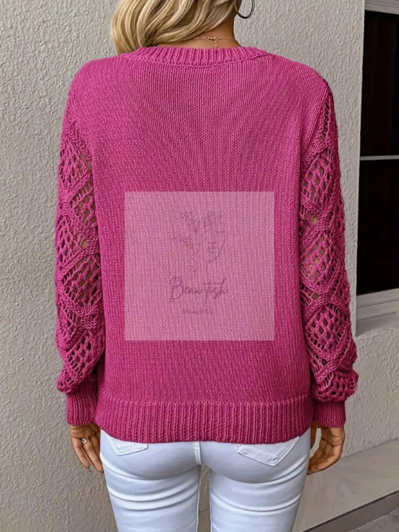 V-Neck Hollow-Out Sleeve Knit Sweater