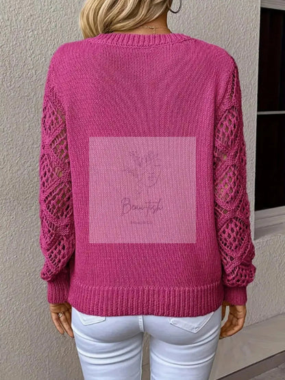 V-Neck Hollow-Out Sleeve Knit Sweater