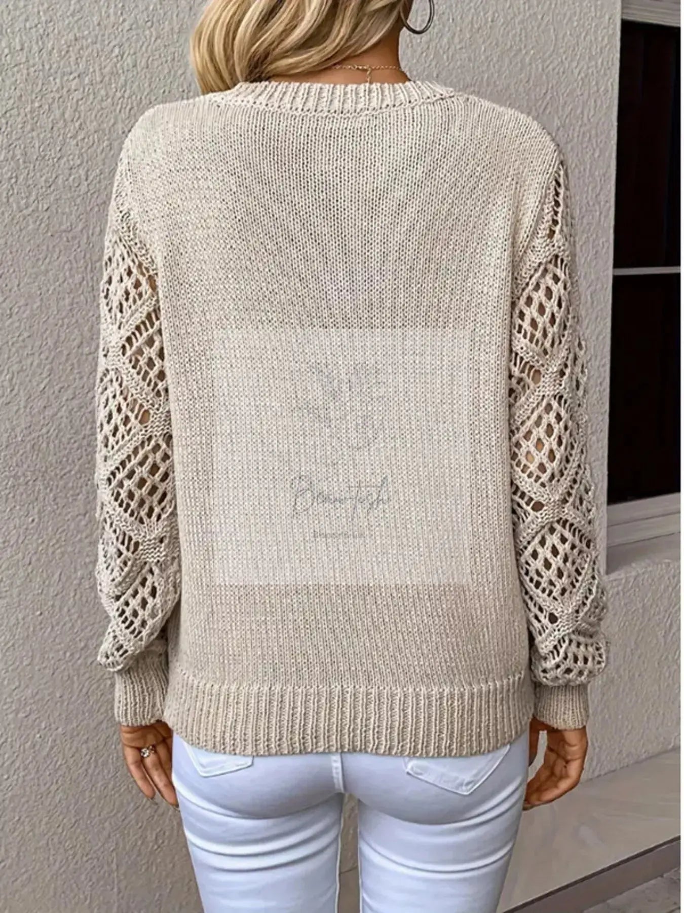V-Neck Hollow-Out Sleeve Knit Sweater