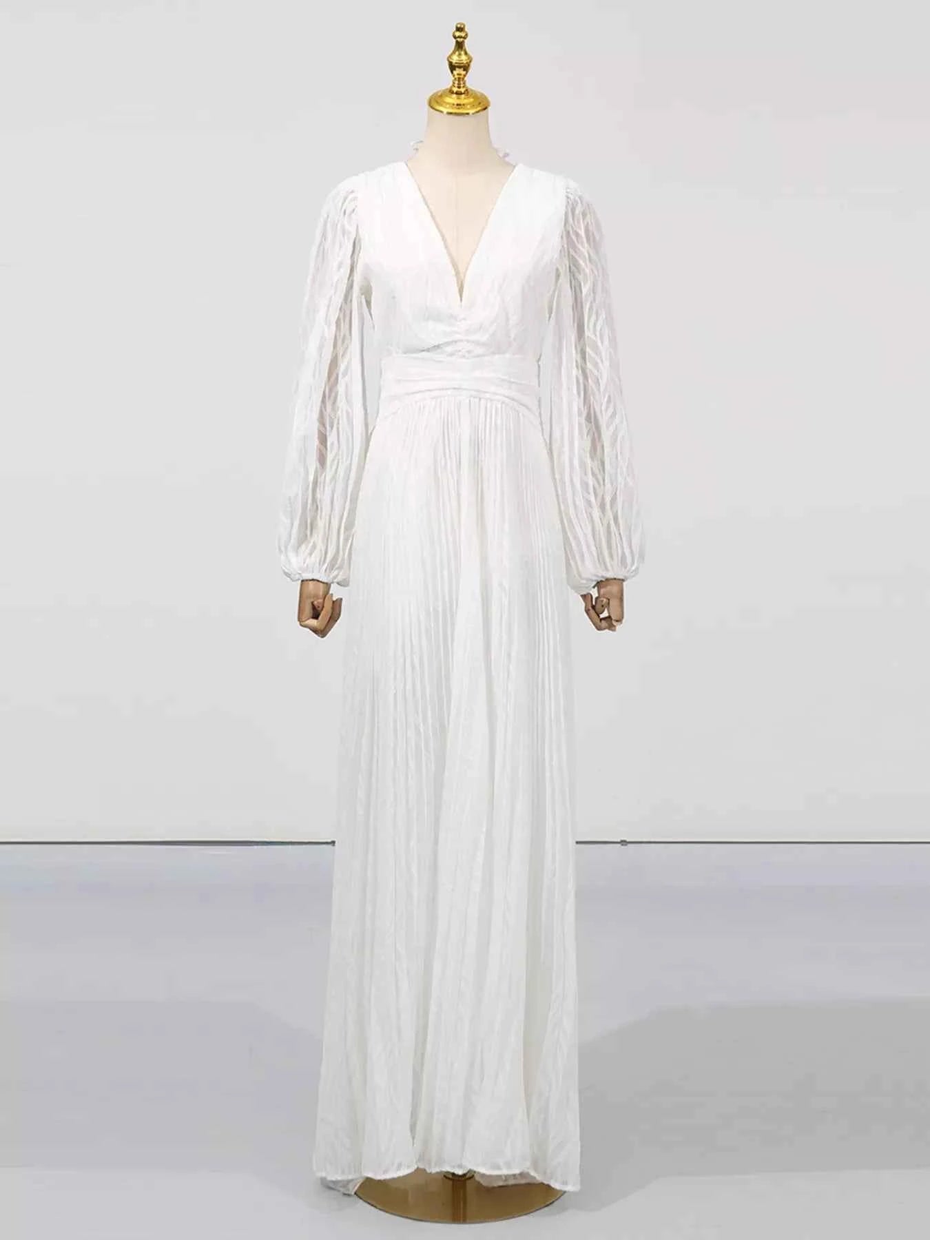 V-Neck Long Sleeve Maxi Dress