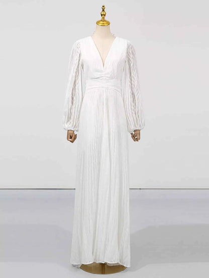 V-Neck Long Sleeve Maxi Dress