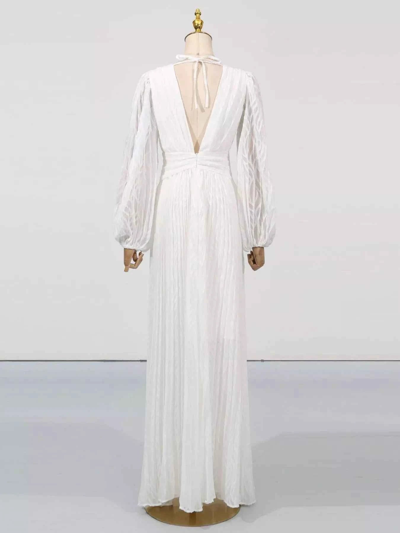 V-Neck Long Sleeve Maxi Dress