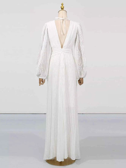 V-Neck Long Sleeve Maxi Dress
