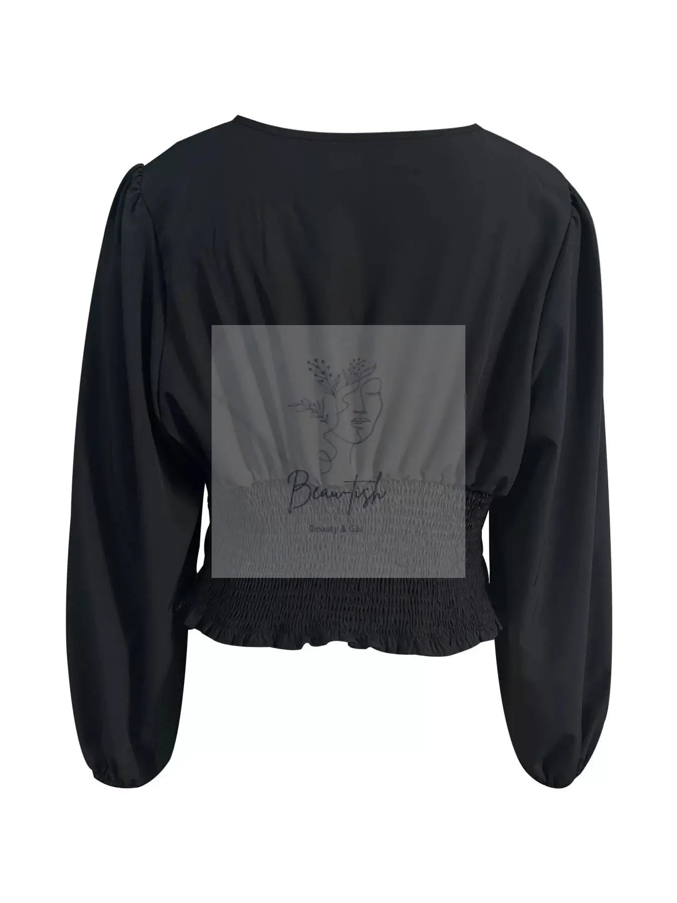 V-Neck Ruched Long Sleeve Blouse