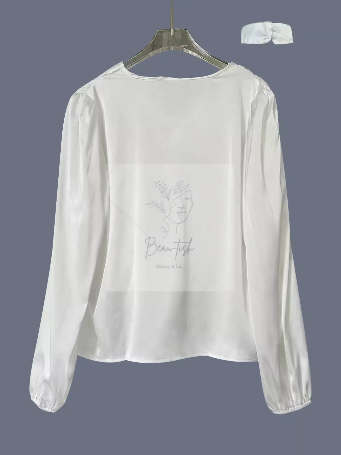 V-Neck Ruched Long Sleeve Blouse