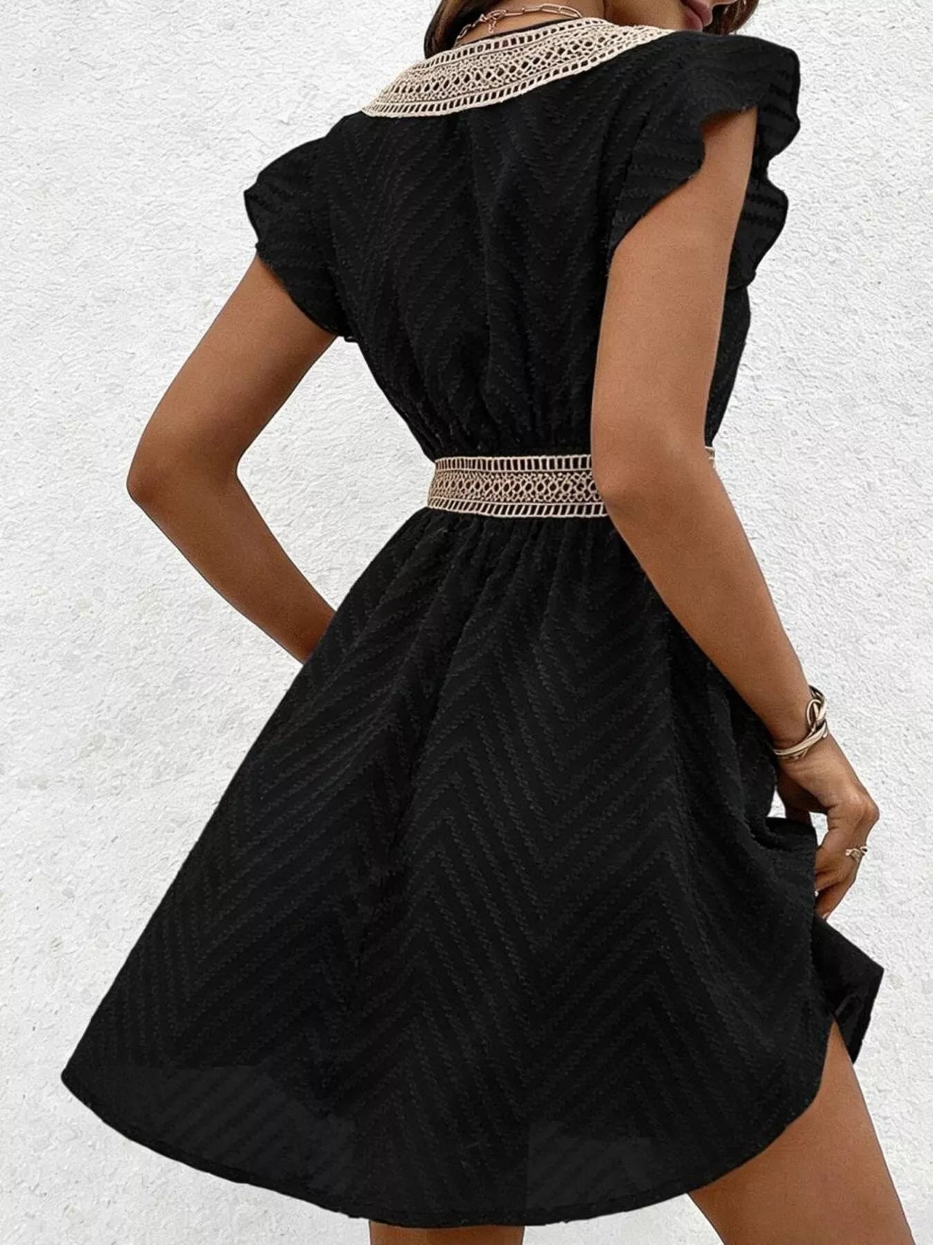 Ruffle Sleeve V-Neck Dress