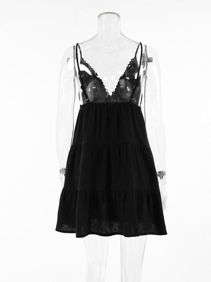 V-Neck Tiered Mini Dress