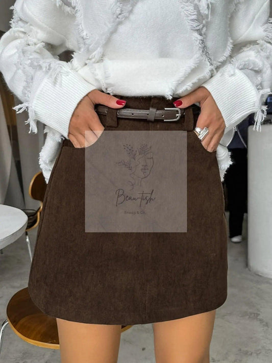 Vintage Corduroy A-Line Mini Skirt