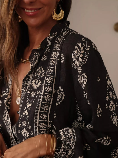 Vintage Print Long Sleeve Shirt
