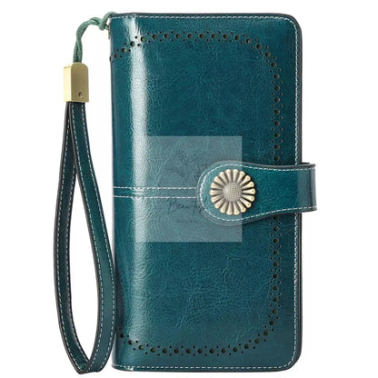 Vintage Style Leather Long Wallet