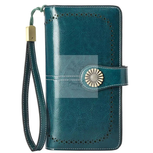 Vintage Style Leather Long Wallet