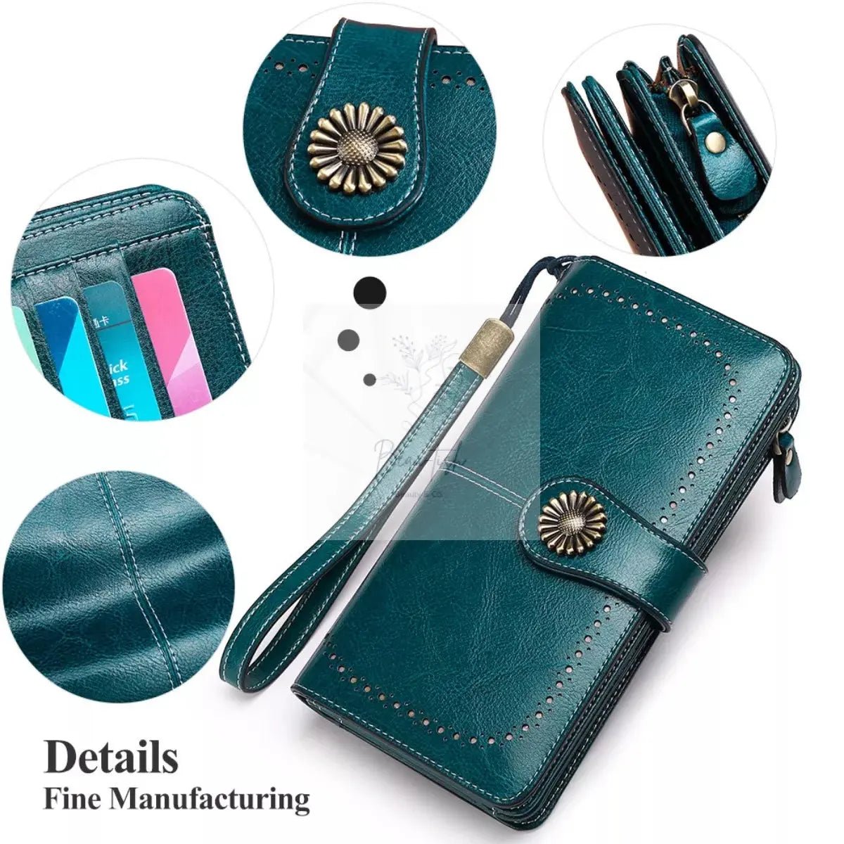 Vintage Style Leather Long Wallet