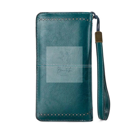 Vintage Style Leather Long Wallet