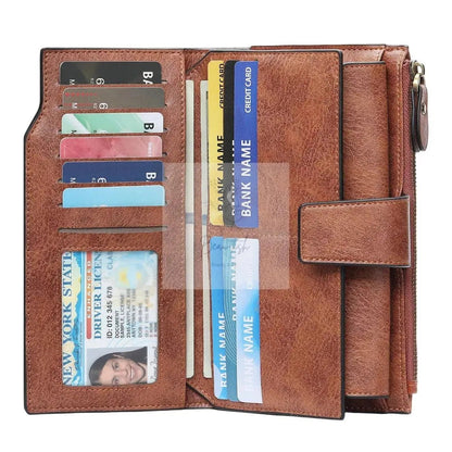 Vintage Style Long Leather Wallet