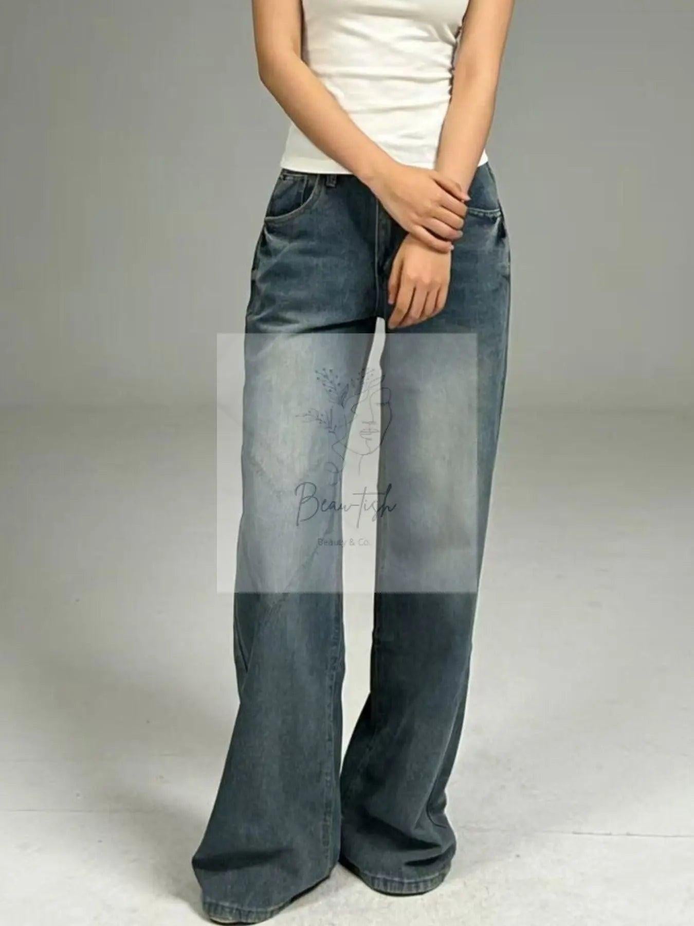 Vintage Wash Wide Leg Jeans