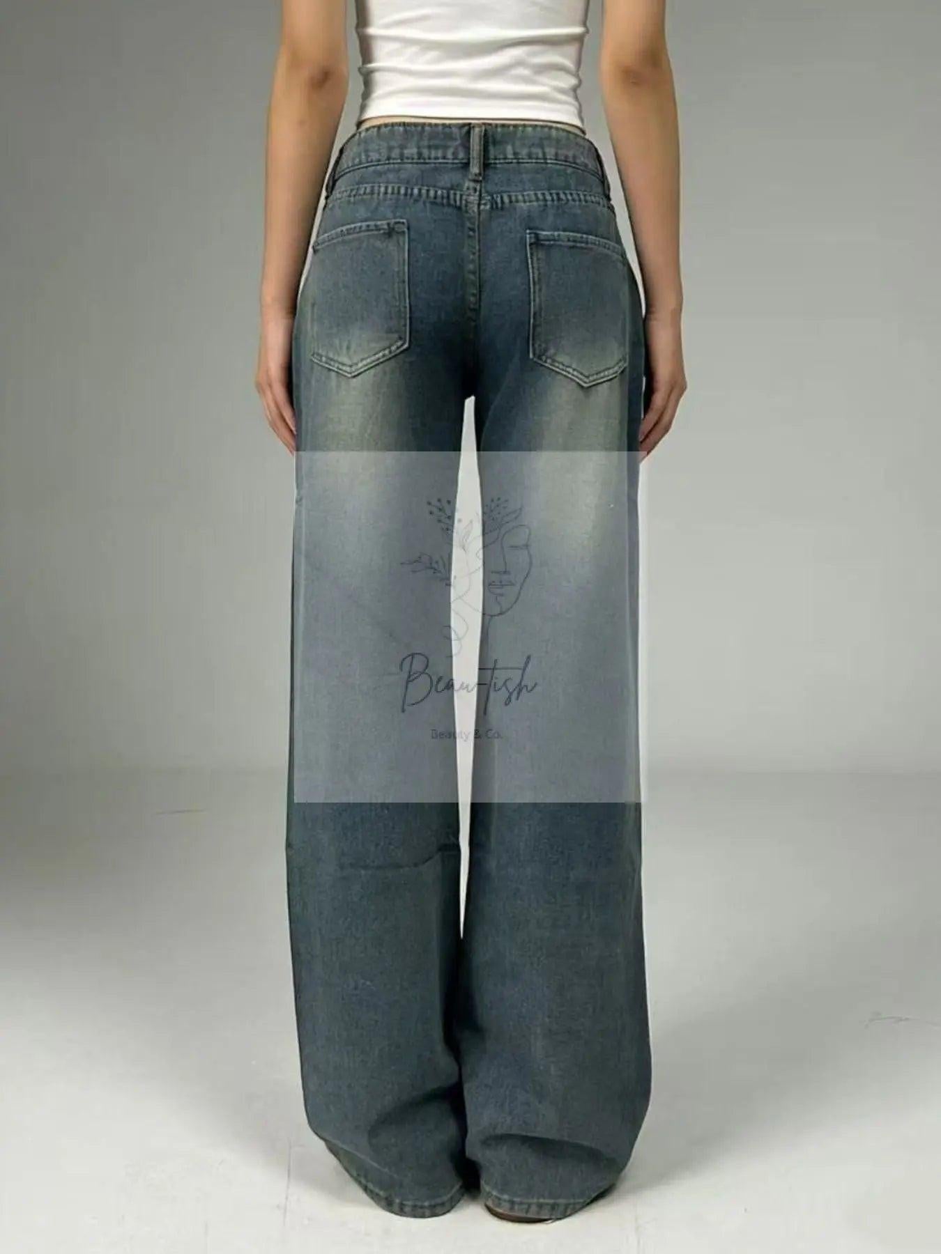 Vintage Wash Wide Leg Jeans