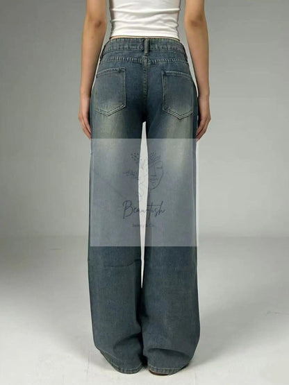 Vintage Wash Wide Leg Jeans