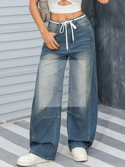 Vintage Wash Wide Leg Jeans