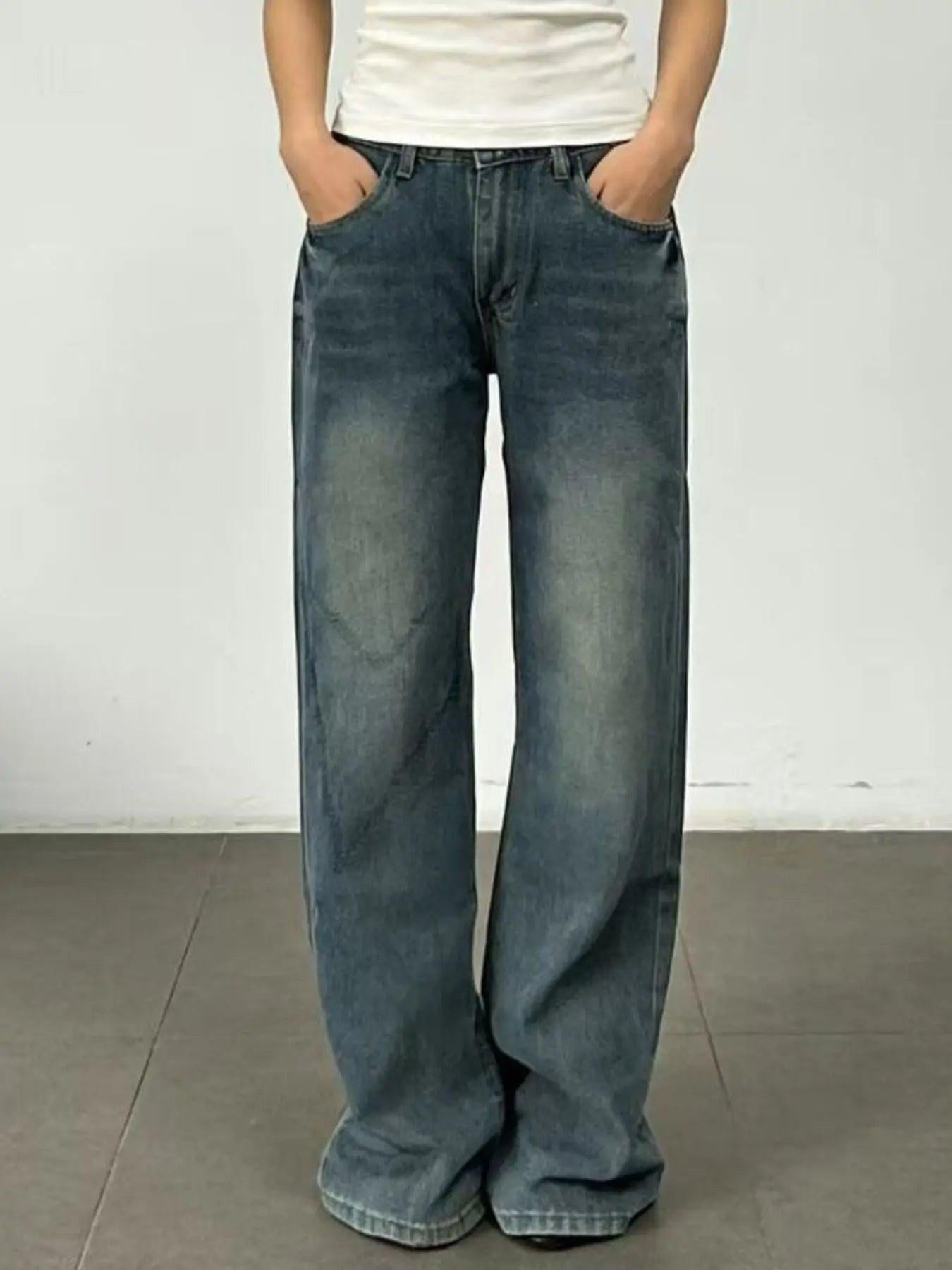 Vintage Wash Wide Leg Jeans