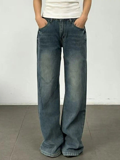 Vintage Wash Wide Leg Jeans