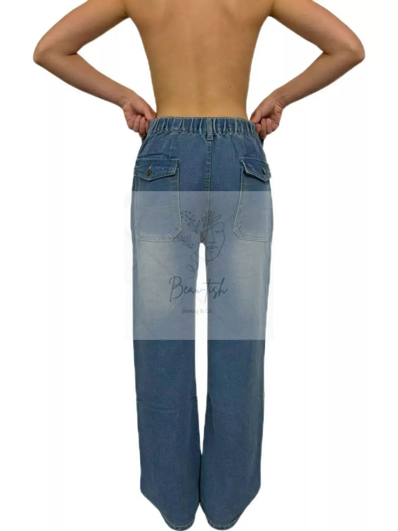 Wide Leg Contrast Stitching Jeans
