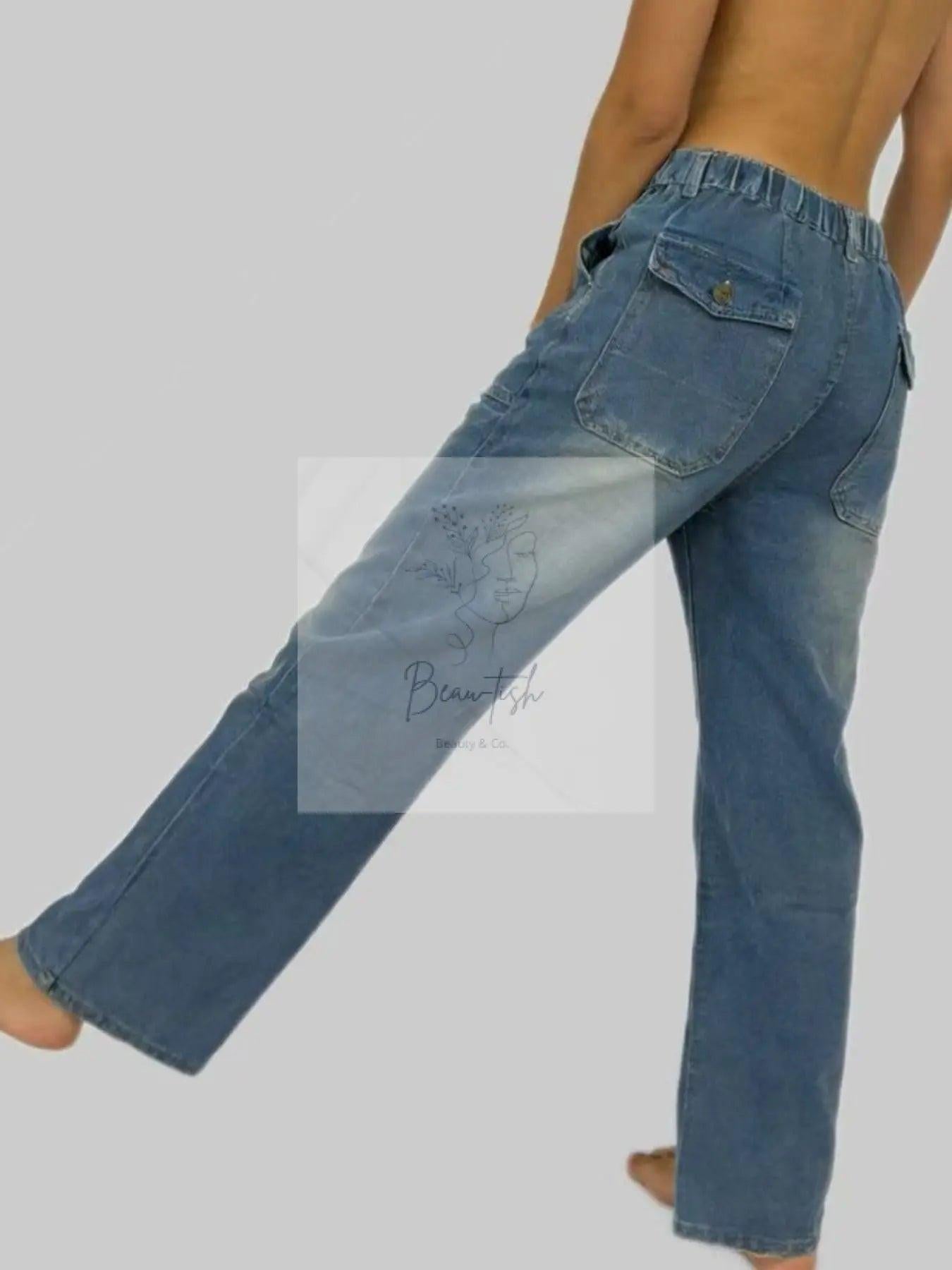 Wide Leg Contrast Stitching Jeans