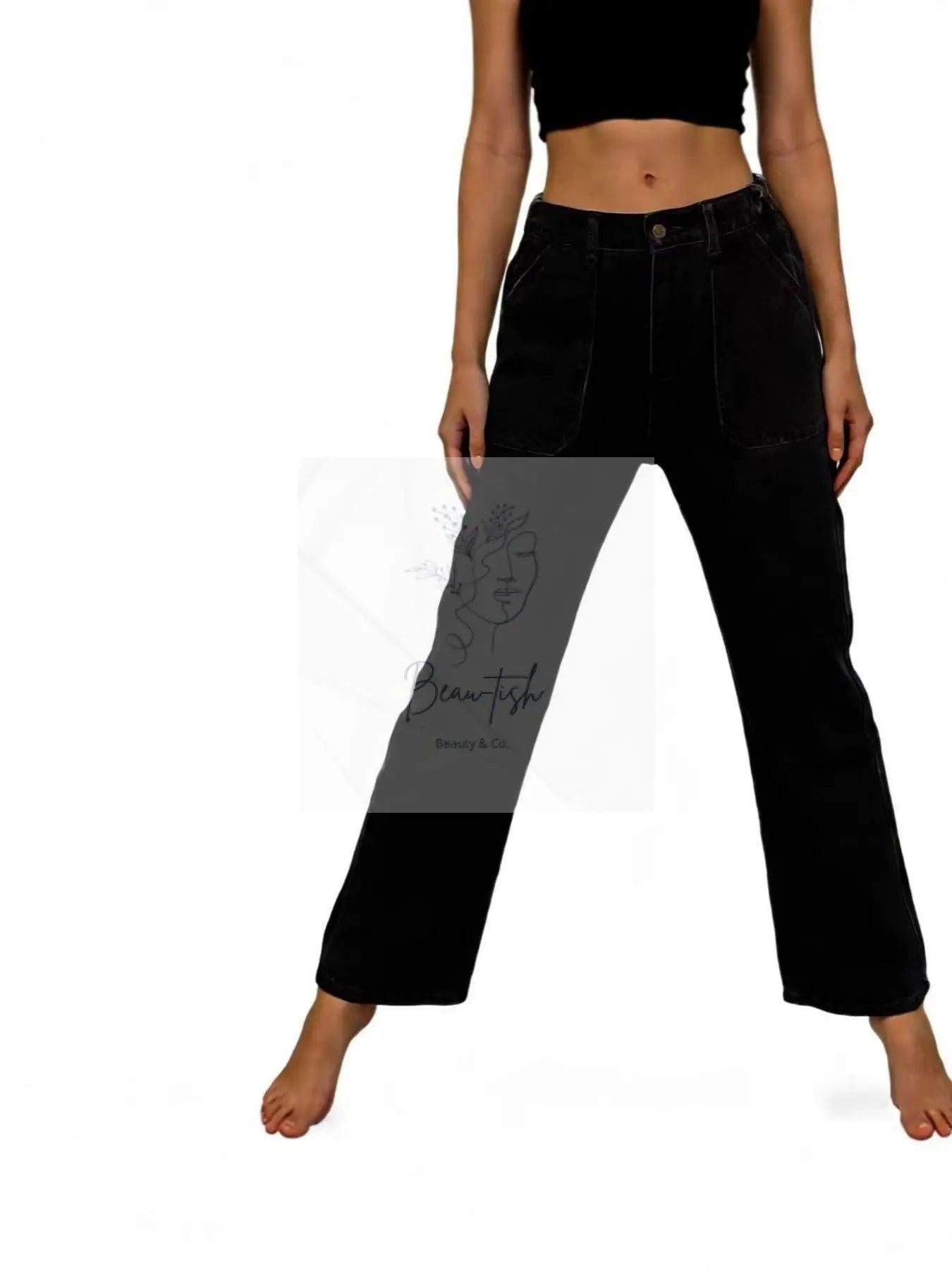 Wide Leg Contrast Stitching Jeans