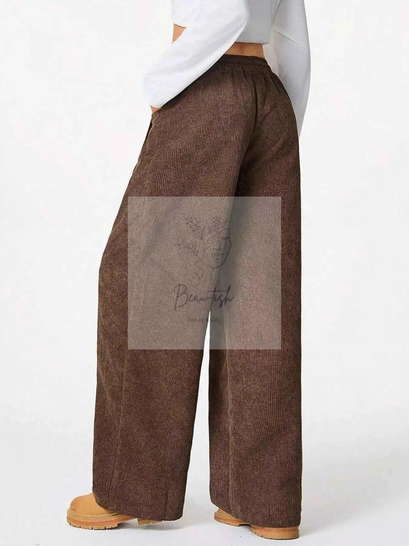 Wide Leg Corduroy Drawstring Pants