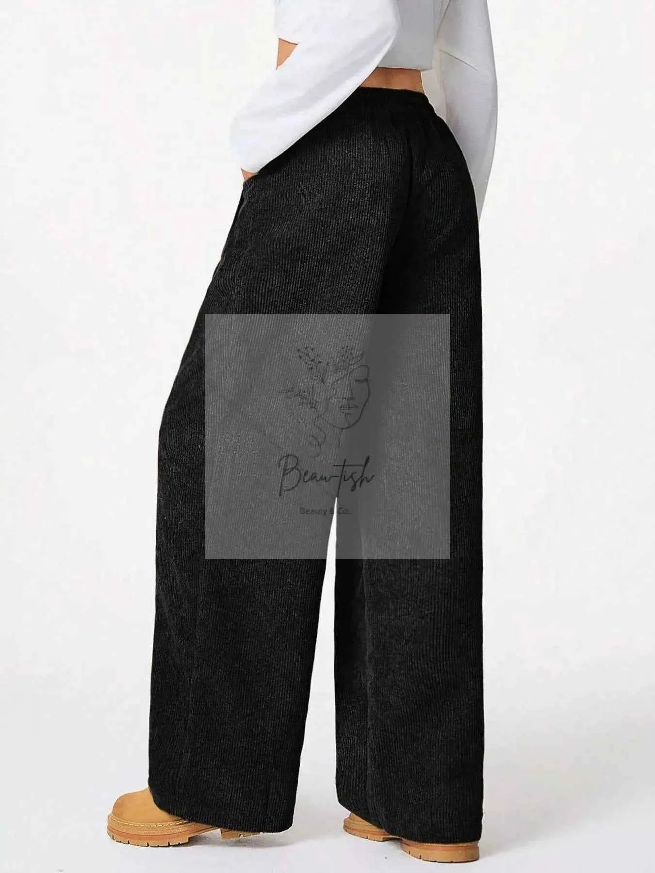 Wide Leg Corduroy Drawstring Pants