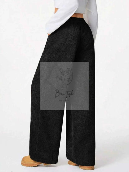 Wide Leg Corduroy Drawstring Pants