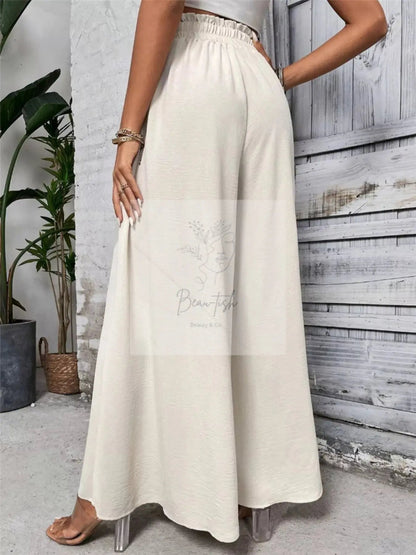 Wide Leg Drawstring Waist Casual Pants
