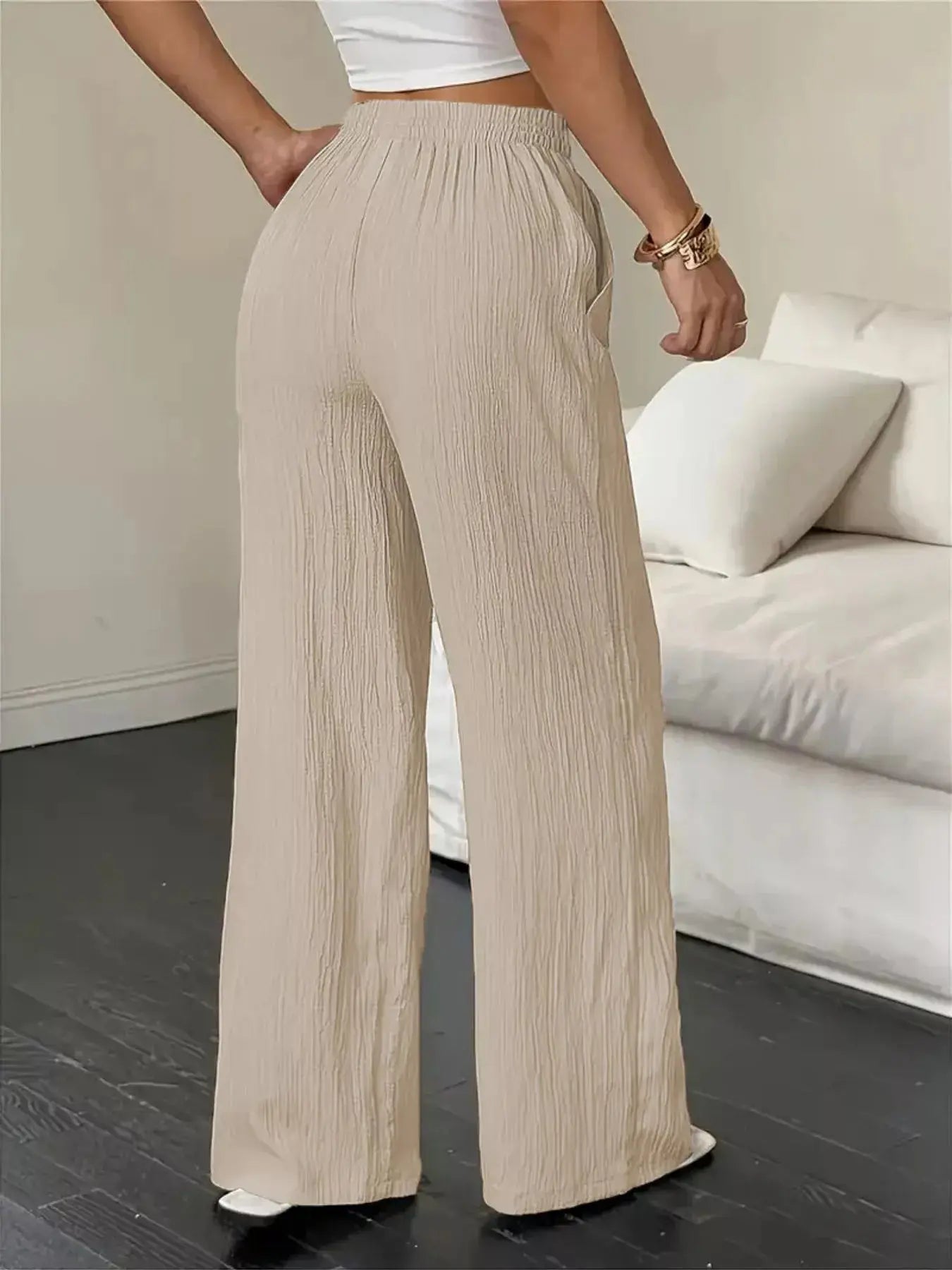 Wide Leg Pants with Drawstring