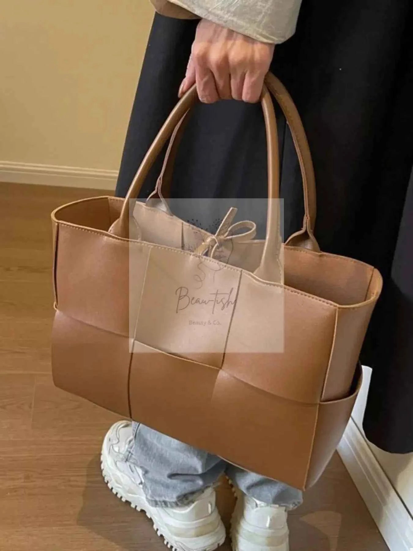 Woven Leather Tote Bag