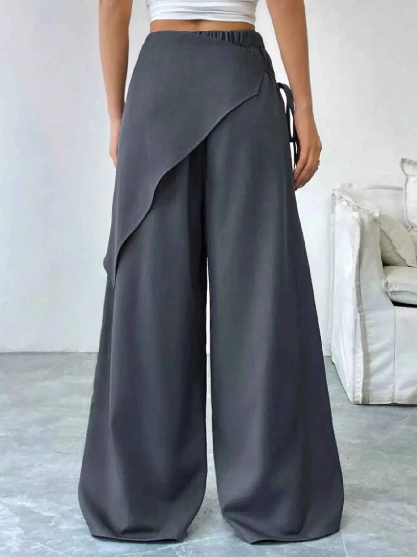 Wrap-Front Wide-Leg Pants
