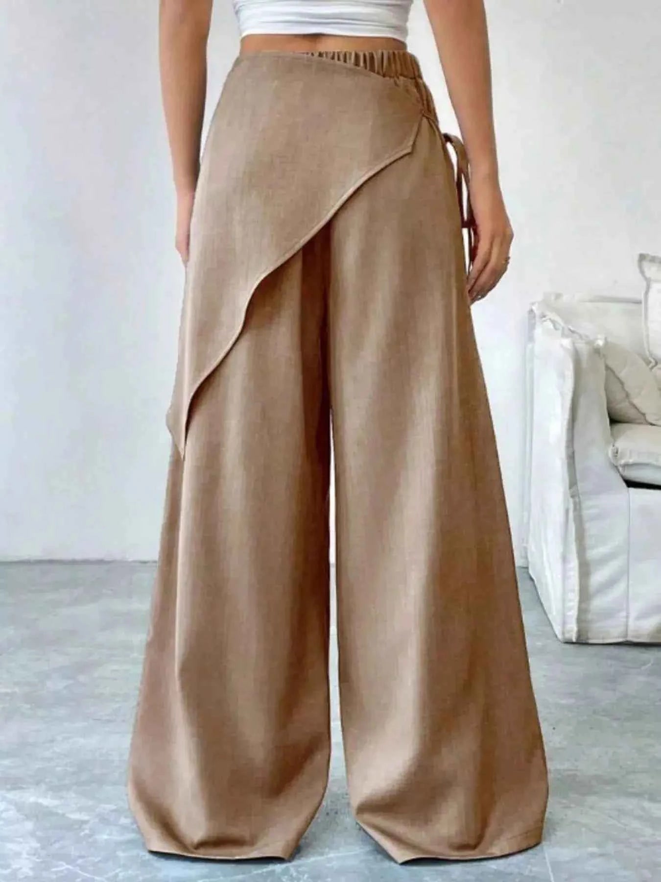Wrap-Front Wide-Leg Pants