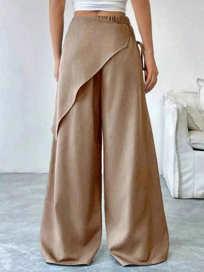 Wrap-Front Wide-Leg Pants
