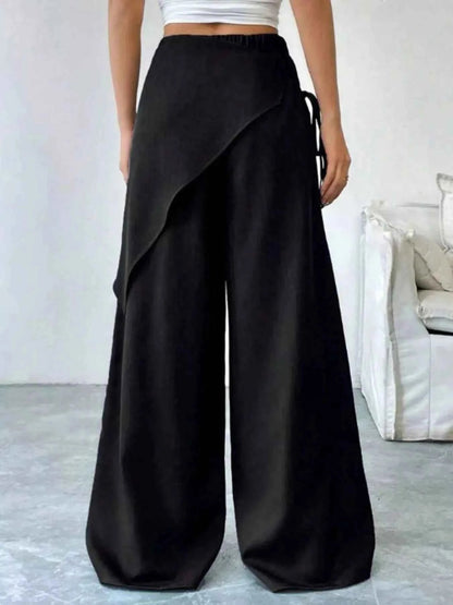 Wrap-Front Wide-Leg Pants
