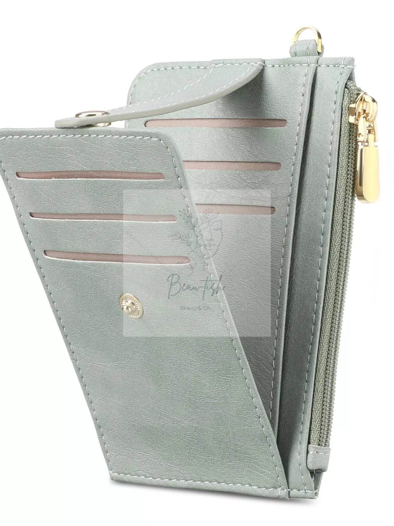 Zippered Leather Card Holder Wallet