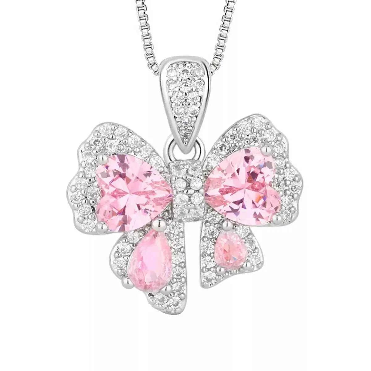 Zircon Bow Pendant Necklace