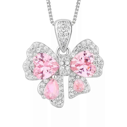 Zircon Bow Pendant Necklace