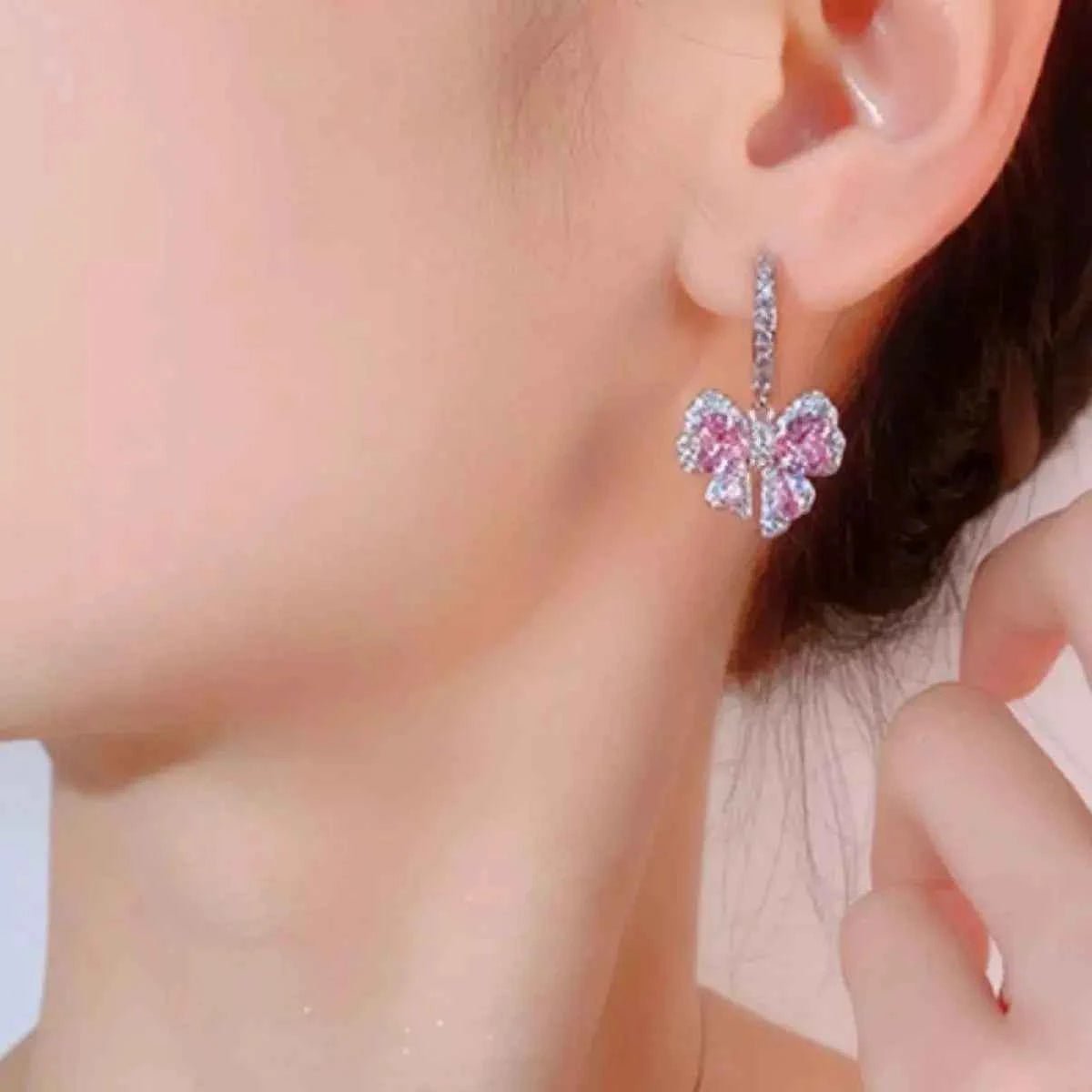 Zircon Bowknot Drop Earrings