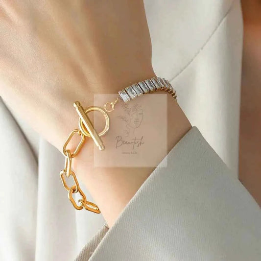 Zircon Titanium Steel Closure Bracelet